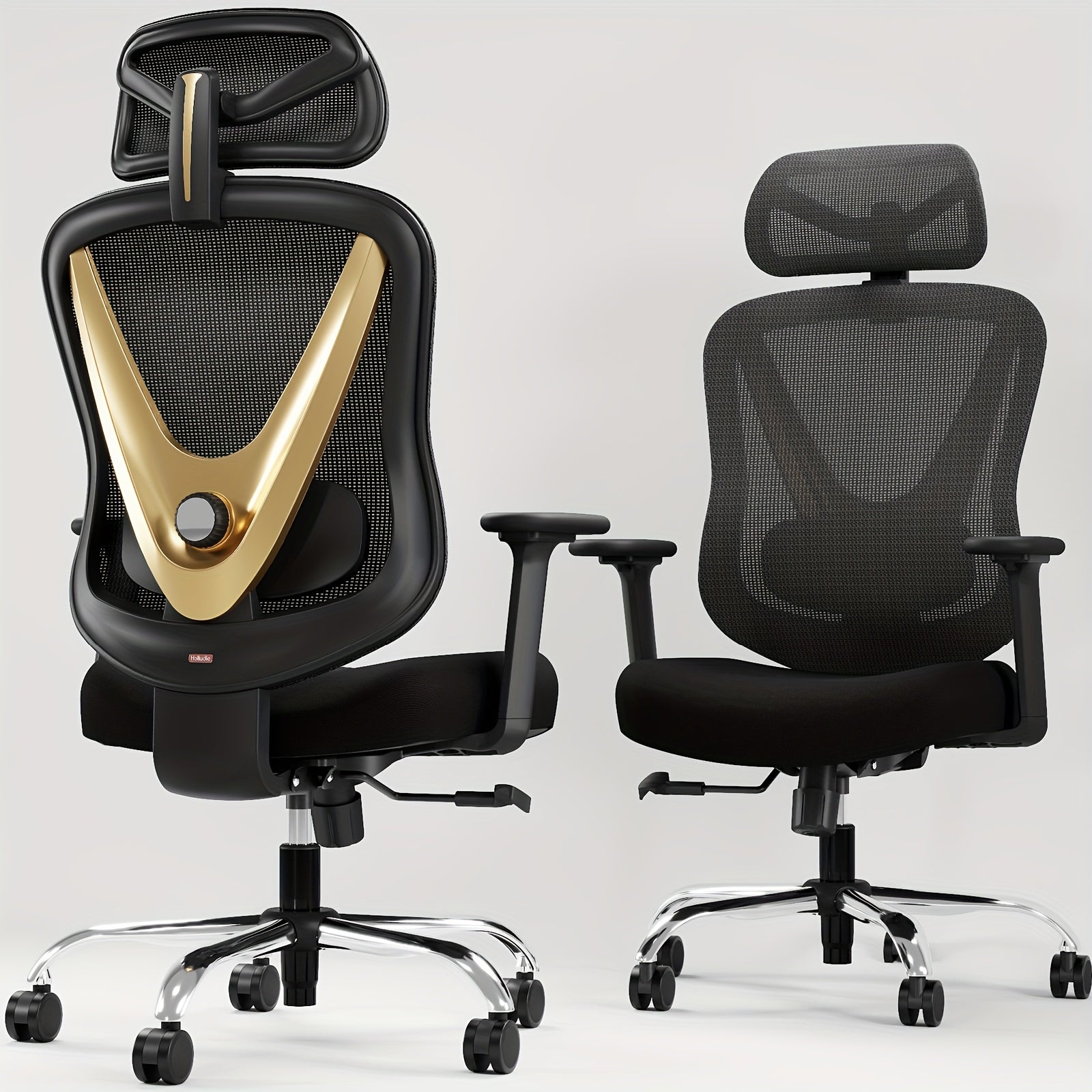 Silla de oficina | Silla de escritorio ergonómica de malla con estructura de respaldo en V, ruedas giratorias de 360 grados, cojín de asiento y