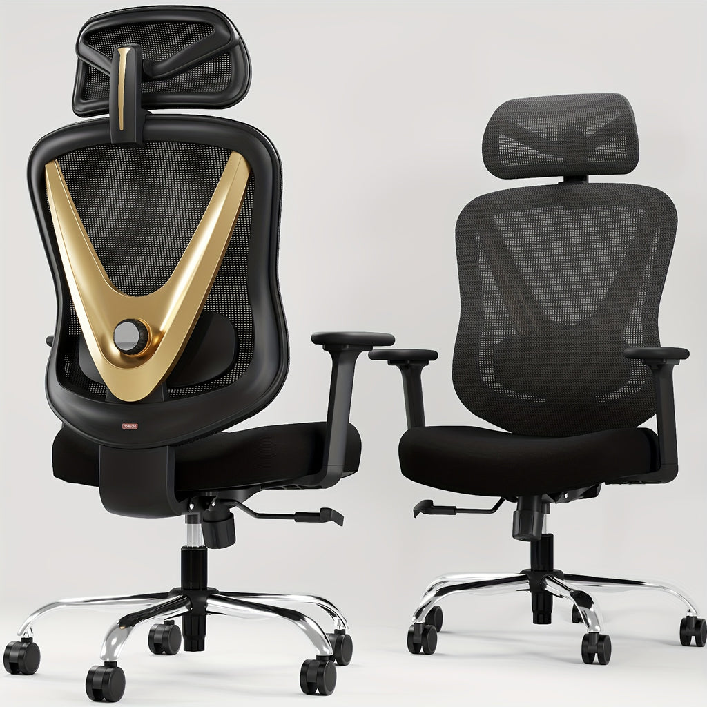 Silla de oficina | Silla de escritorio ergonómica de malla con estructura de respaldo en V, ruedas giratorias de 360 grados, cojín de asiento y