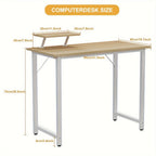 Oficinas para ordenadores de sobremesa pequeños con soporte de pantalla extraíble, mesa de escritorio para PC fácil de subir con estructura metálica, escritorio de juegos para estudiar, jugar y trabajar, de madera