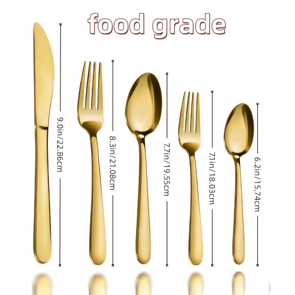 Juego de cubiertos de acero inoxidable de 60/40 piezas, vajilla de colores/dorada/negra, incluye cuchillo de mesa, tenedor de mesa, cuchara de mesa, tenedor de ensalada, cuchara de postre, apto para familia, restaurante, boda, vajilla de festividades, reg