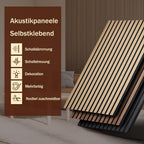 Paneles Acústicos Autoadhesivos Juego de 2 piezas 4 piezas 6 piezas 8 piezas 100X52Cm, Paneles de Pared Insonorizantes con Reducción de Eco Hechos de Veneración de Madera - Paneles Acústicos de Madera para Decoración de Pared Sala de Estar, Oficina y Ofic