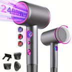 Secador de pelo iónico profesional de 2400W con motor de CA, rápido, 3 niveles de calor y 3 velocidades, botón frío/calor, difusor de viaje incluido