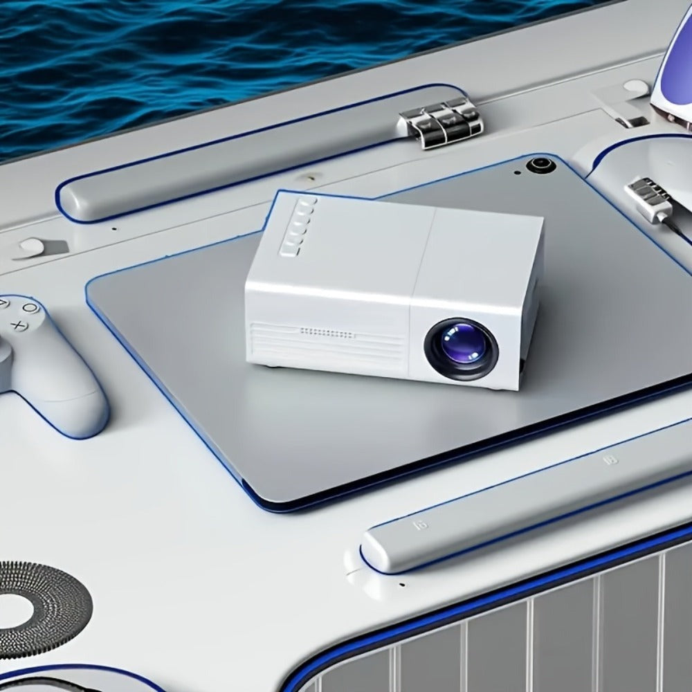 Mini proyector LCD AOC, Beamer portátil con altavoces, control remoto, conectividad USB, compatible con IOS, Android, Windows, PS4 para películas y juegos