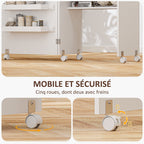 Mesa de costura plegable HOMCOM con tablón abatible, contenedores de almacenamiento, estante abierto y ruedas, gabinete para máquina de coser para sala de estar, oficina, estudio, dimensiones 118 x 40 x 79.5 cm, blanca