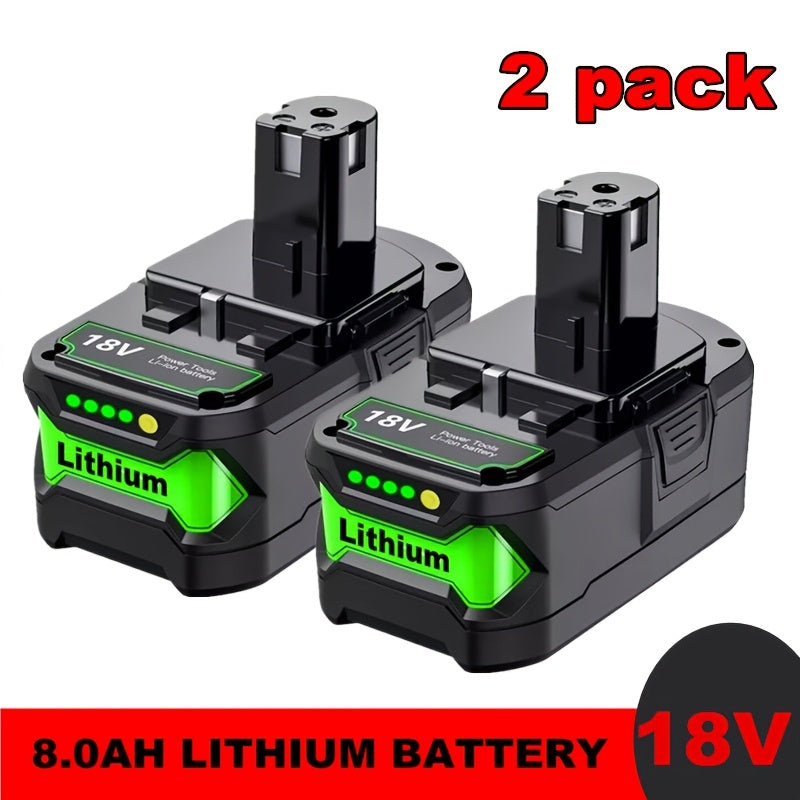 Paquete de 1-2 P108 8.0AH 18V Batería Compatible con Ryobi 18V ONE+ Batería de Repuesto P108 P102 P103 P104 P105 P107 P109 P122 Baterías para Herramientas Inalámbricas Baterías de Carga Rápida con Indicador