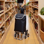 Carrito Compra Plegable de Aluminio, Carro de la compra plegable, tela Oxford bolsa,bolsa de la compra extraíble con ruedas,Carro de la Compra 6 Ruedas con Bolsa Oxford Desmontable, 95x41x28 cm, 34.6L.
