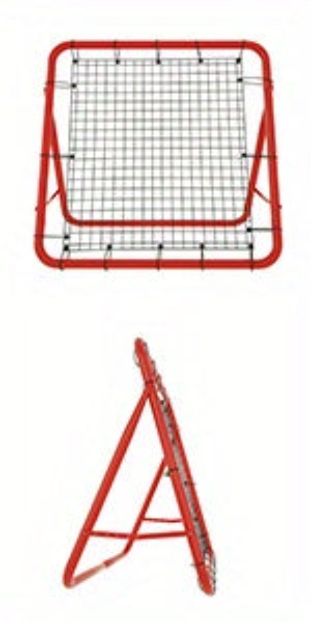 Red de Rebote de Fútbol 100x65cm Pared de Rebote Plegable con 4 Niveles Ajustables Accesorios de Entrenamiento Red de Acero Rojo + Red de PE para Patear, para Ejercicio, Fútbol, etc