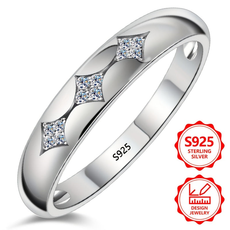 Anillo de moda para mujer exquisito de plata de ley 925, elegante y con estilo, incrustado con brillantes zirconias cúbicas sintéticas, anillo de joyería para mujer de alto valor, adecuado para viajes de vacaciones, uso diario, es un regalo conmemorativo