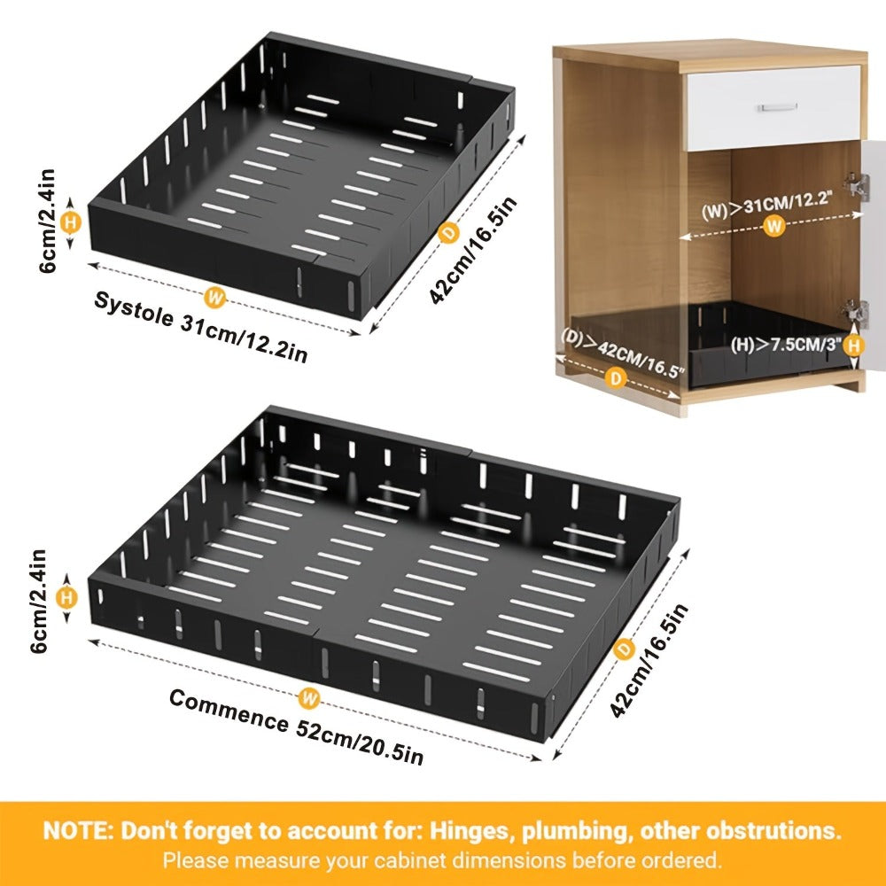 Sistema de Almacenamiento Retráctil para Cocina con Cajones Deslizantes, un Gran Estante Expandible para Artículos de Cocina, Ideal para Organizar Especias, Se Adapta a los Gabinetes Sin Taladrar, Ancho Ajustable que Rango de 31 cm a 52 cm (Disponible en