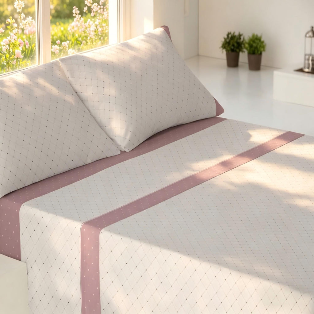 Juego de cama de 3/4 piezas apto para todas las estaciones, que incluye una sábana, una sábana ajustable y fundas de almohada. Medidas: 90 cm, 105 cm, 135 cm, 150 cm y 180 cm