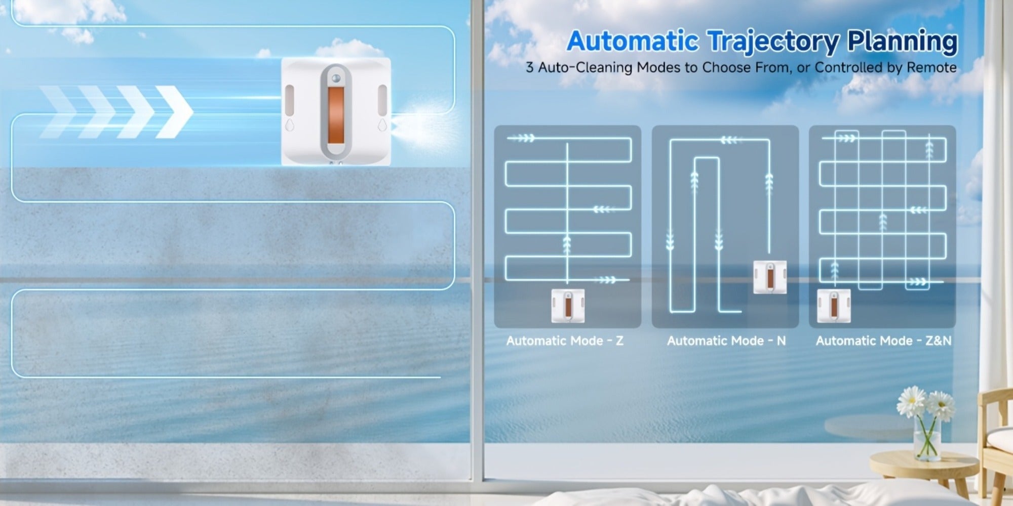 Robot limpiador de ventanas cuadrado mejorado Lubluelu, succión grande de 10000 Pa, planificación inteligente de rutas, sistema de protección de seguridad de 8 capas, limpieza de bordes, trapo lavable y reutilizable, boquillas dobles de doble cara, visual