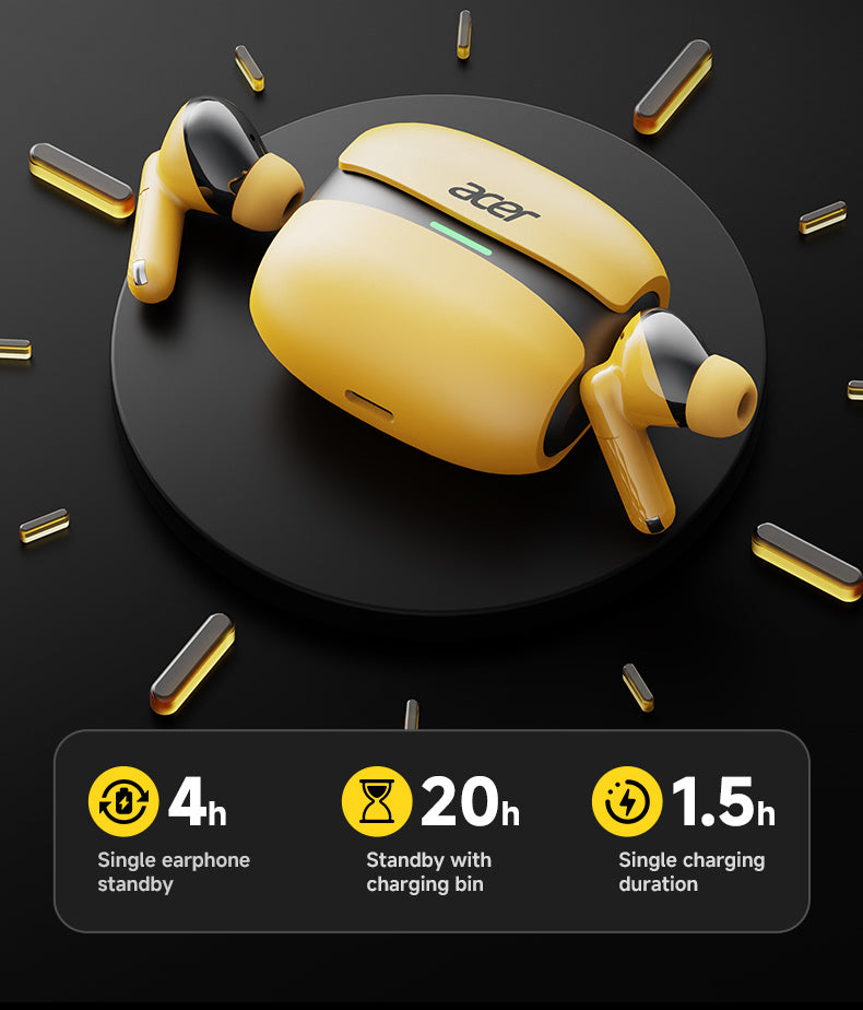 Auriculares Bluetooth | Acer Ohr Auriculares inalámbricos de 13.92 metros Anc Call con reducción de ruido, graves potentes, sonido estéreo
