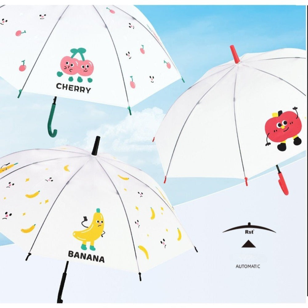 Paraguas transparente con diseños divertidos de frutas