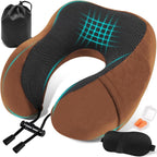 Una Almohada Cervical Ergonómica en Forma de U con Bolsa de Almacenamiento, Espuma de Memoria con Tecnología de Rebote Lento, Funda Lavable a Máquina, Ligera y Portátil para Avión, Oficina y Hogar, Apoya Cuello y Cabeza, Ideal para Siestas, Lectura y Ver