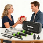 TaskStar Juego de 8 Llaves de Torque: 1/4'', 3/8'', 1/2'' Conductor con Llaves de Torque de Clic (10 - 160 ft.lb/10.0 - 227.0 N.m) con Adaptadores, Precisión de +/-3% - Ideal para Bicicletas, Motocicletas y Reparaciones