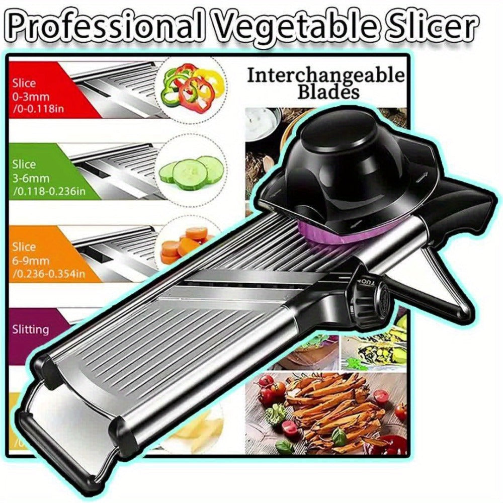 Cortador Profesional de Verduras de Acero Inoxidable, Rallador Ajustable - Accesorios de Cocina para Cebolla y Papa, Herramienta Práctica para Cocinar y Saltear Rápido en Fiestas, Regalos de Navidad y Halloween