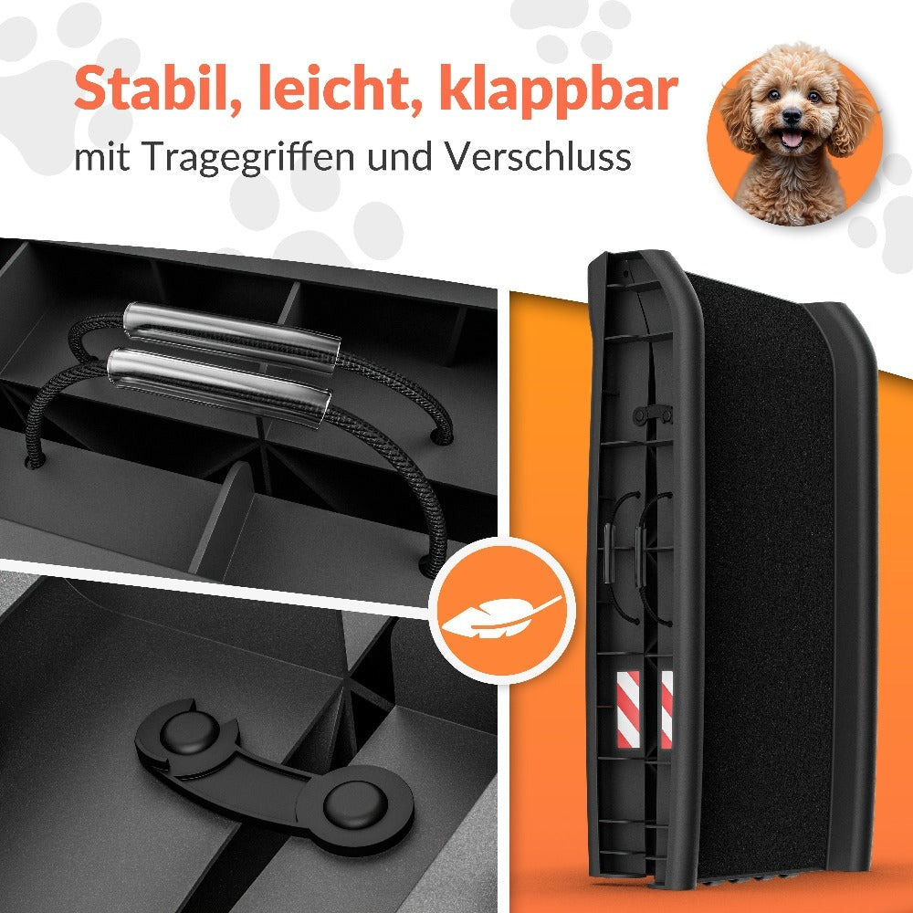 CADOCA® Rampa para Perros Coche Maleteros Escalones Plegable Capacidad 90 KG Compacta 156x40cm Ligera Antideslizante