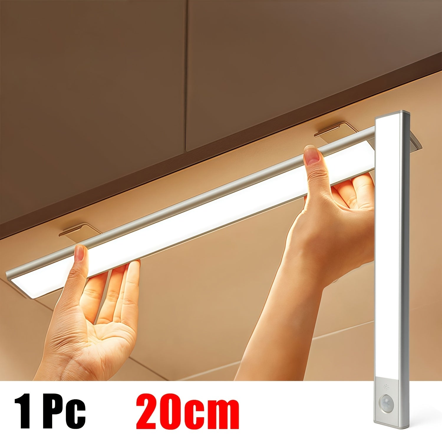 Luces LED para bajo mueble Setonr con carcasa de aleación de aluminio, luz con sensor de movimiento a pilas recargables para uso en interiores, luces magnéticas regulables para armario, iluminación inalámbrica para bajo mostrador para cocina, escaleras, d