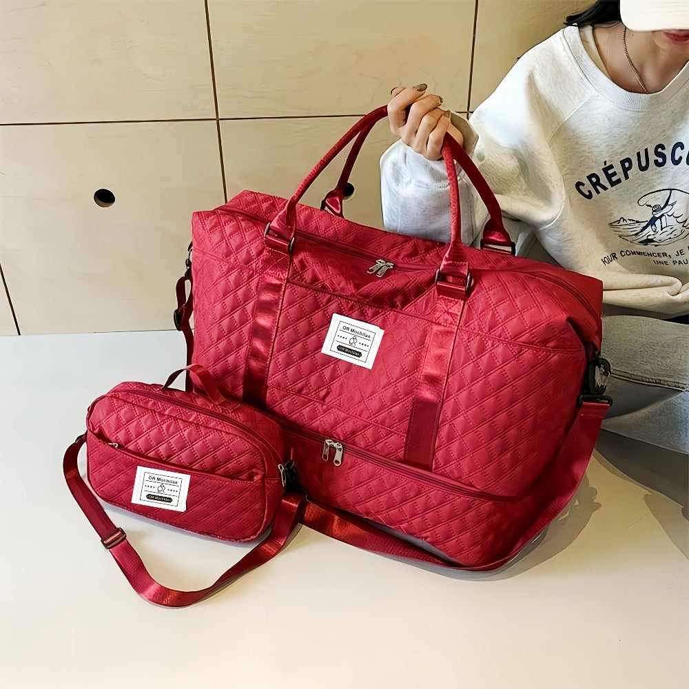 Set de Bolso Duffel de Viaje, Bolso de Fin de Semana para Mujer con Bolso de Hombro, Bolso de Mano de Noche con Compartimento para Zapatos, Bolso de Gimnasio para Yoga con Bolsa para Zapatos con Bolsillo Húmedo, Bolso de Hospital para el Trabajo de Parto