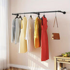 Perchero de tubo industrial de 200 cm para montar en la pared, toallero, barra para prendas de estilo vintage, riel de pared de alta resistencia para colgar y exhibir ropa, para dormitorio y lavadero