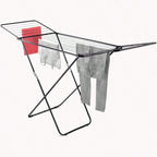 Tendedero de patio con balcón negro, gran tendedero en forma de ala, plegable, para interior y exterior, para el hogar, de pie 145x95x55CM