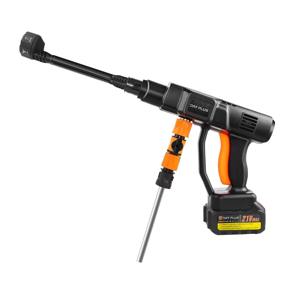 Lavadora a Presión Inalámbrica 21V 450Bar/652 PSI Portátil con 1X o 2X Batería, Boquilla Ajustable 6 en 1, Manguera de 16.4 Pies, Limpiadora de Presión para Coche/Suelo/Jardín y Riego de Patio