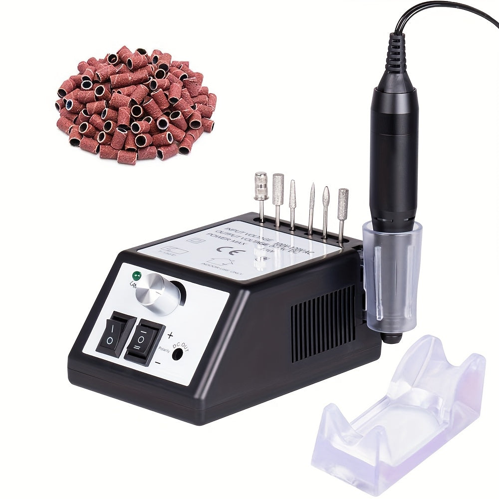Torno Eléctrico para Uñas de 20000 RPM, Lima de Uñas, Set de Uñas Acrílicas para Manicura, Removedor de Esmalte de Uñas en Gel con 1 Paquete de Bandas de Lijado, Aleación de Aluminio
