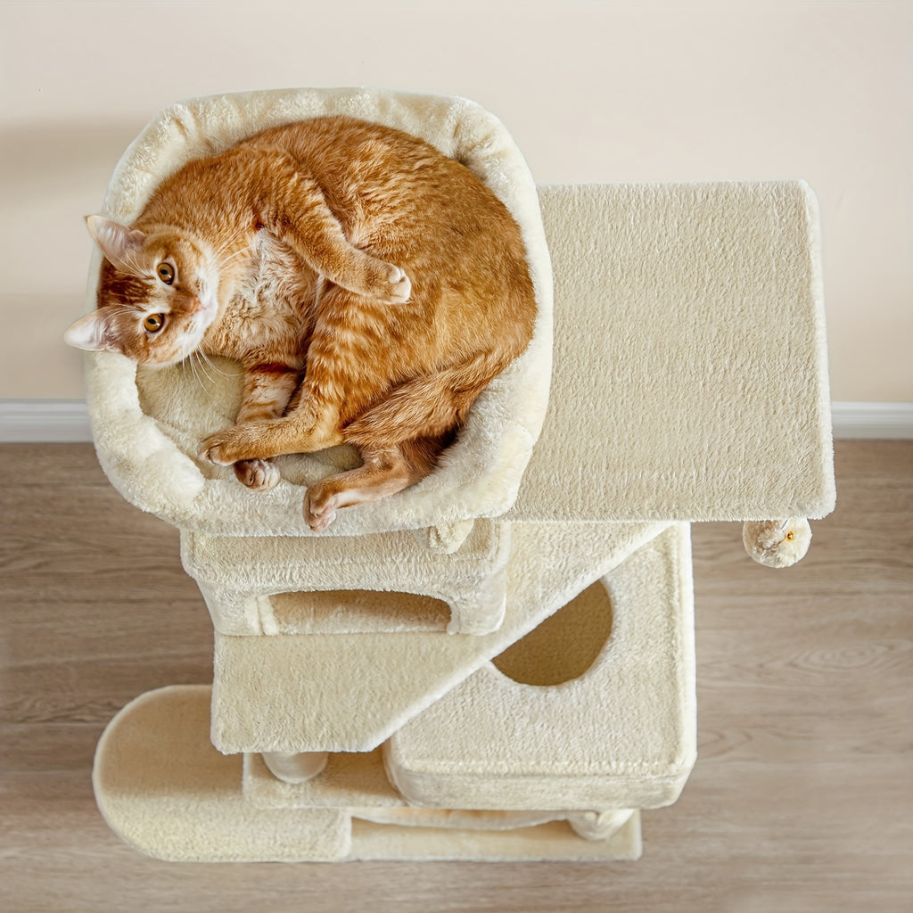 Torre rascadora para gatos 155 cm | Juego descanso y cuidado de las uñas