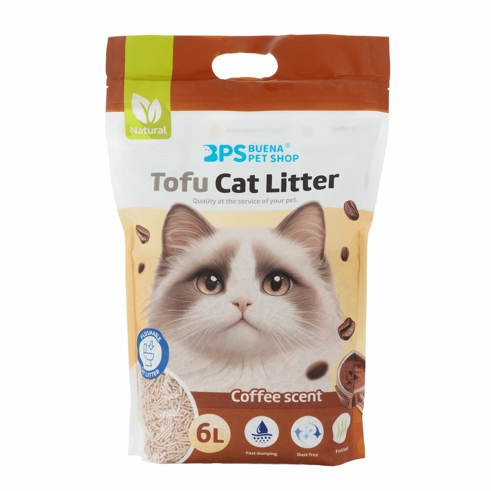 1 bolsa Arena de Tofu para Gatos aglomera 6L - Sin Polvo Fácil de Aglomerar y Controla Olores -y Segura para Gatitos - 1 Bolsa