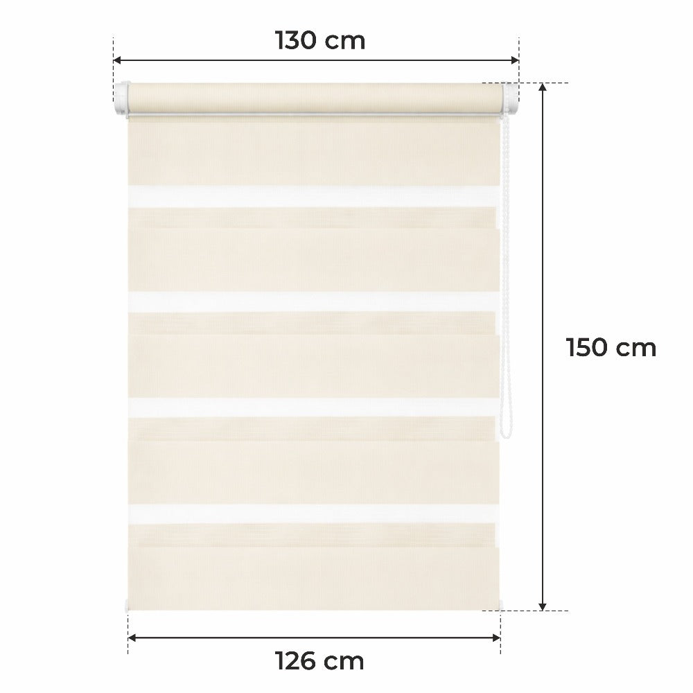 Cortina Opaca Día y Noche - BEIGE - 32 Tamaños - BOJANEK DÍA & NOCHE - No Invade la Ventana, Instalación Sin Taladrar, Regulación por Cadena, Soportes Ajustables para Diferentes Grosores de Ventana, Diseño Moderno, Protección Contra la Luz y la Privacidad