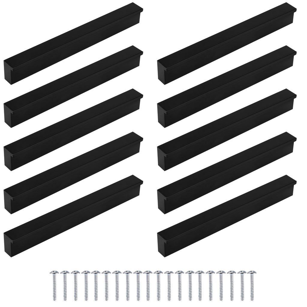 10piezas de manijas de muebles negros, tira, espaciado de agujeros 96Mm 128Mm 160Mm, manijas modernas y estéticas para armarios, cajones y puertas, ideales para cocina, baño, sala de estar - un conjunto completo con tornillos.