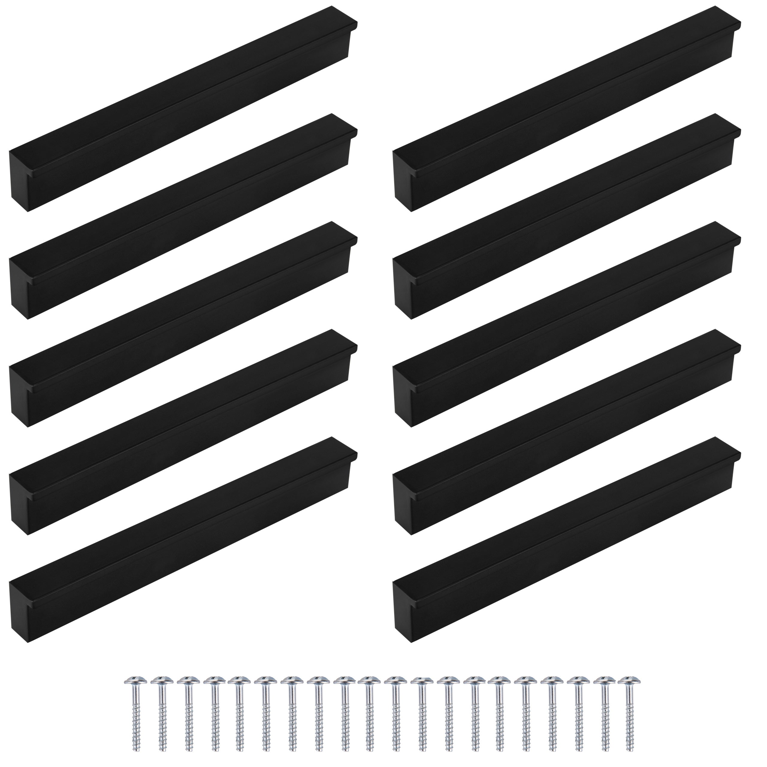 10piezas de manijas de muebles negros, tira, espaciado de agujeros 96Mm 128Mm 160Mm, manijas modernas y estéticas para armarios, cajones y puertas, ideales para cocina, baño, sala de estar - un conjunto completo con tornillos.