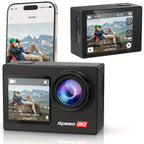 Cámara de Acción 4K HD, con Kit de Accesorios Completo, Pantalla OLED de 1.4 Pulgadas, Estabilización de Imagen Digital, Control de Exposición Automático, Conectividad WiFi, Formato MP4, Lente Ojo de Pez, Enfoque Automático Híbrido, Medición de Peso Centr