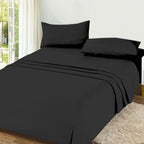 Juego de Sábanas Ligero Suave Fresca 4 Piezas para Cama de 90/105/135/150 cm – 100%Microfibra – Incluye Sábana Bajera Ajustable con borde elástico de 25 cm de profundidad, Sábana Encimera y 2 Fundas de Almohada – Suave, Transpirable y Confortable