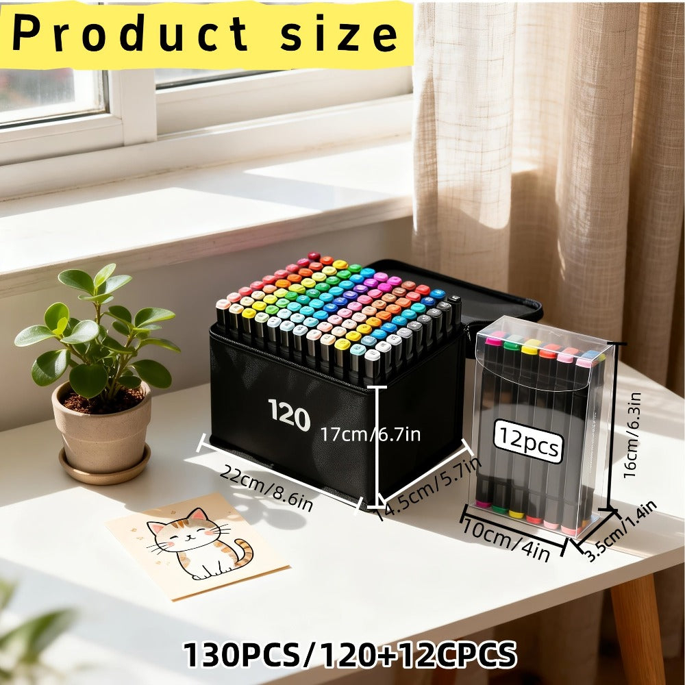 Rotuladores de alcohol de 180/132/40 colores, rotuladores de alcohol para artistas, rotuladores de arte para pintar, colorear, dibujar y esbozar, cinceles y púas, excelentes ideas de regalo