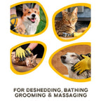 Guantes para baño y aseo de mascotas - Guantes para deshacer pelaje aptos para mascotas con pelo largo y corto, eficaces para eliminar el pelo de gatos, perros y caballos (Amarillo)