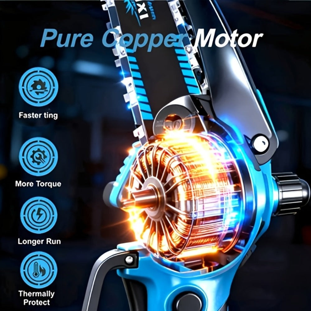 Motosierras Eléctricas Inalámbricas, Motor sin Escobillas, Ajustable en Múltiples Niveles, Herramienta de Potencia, con Protector de Salpicaduras, Ideal para Podar Ramas y Madera en Patios y Jardines, Regalo Perfecto para Hombres, Esposos y Padres, Opcion