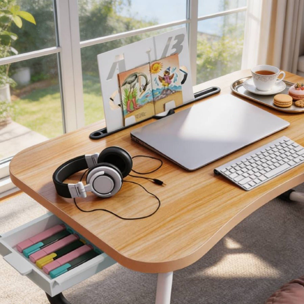 Escritorio plegable para computadora | Bandeja de mesita de noche para laptop | Escritorio portátil plegable para laptop | Práctico para desayunar en la cama/sofá | 60×40×26 cm