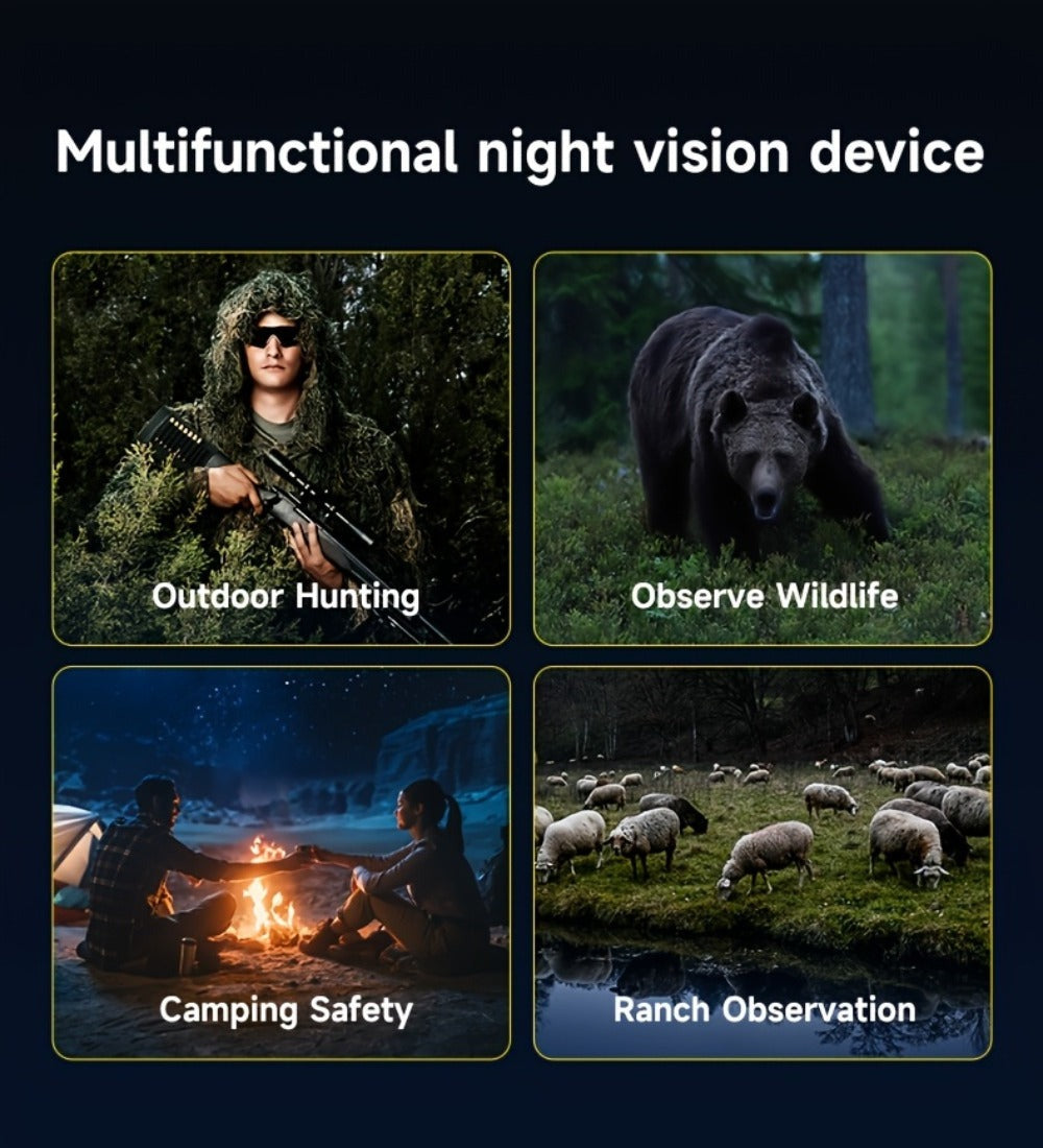 Binoculares de visión nocturna 4K HD, gafas de visión nocturna con pantalla de 3 pulgadas y linterna, adecuadas para la caza al aire libre en la oscuridad, seguridad para acampar, observación de la vida silvestre, zoom digital 10X, batería incorporada de