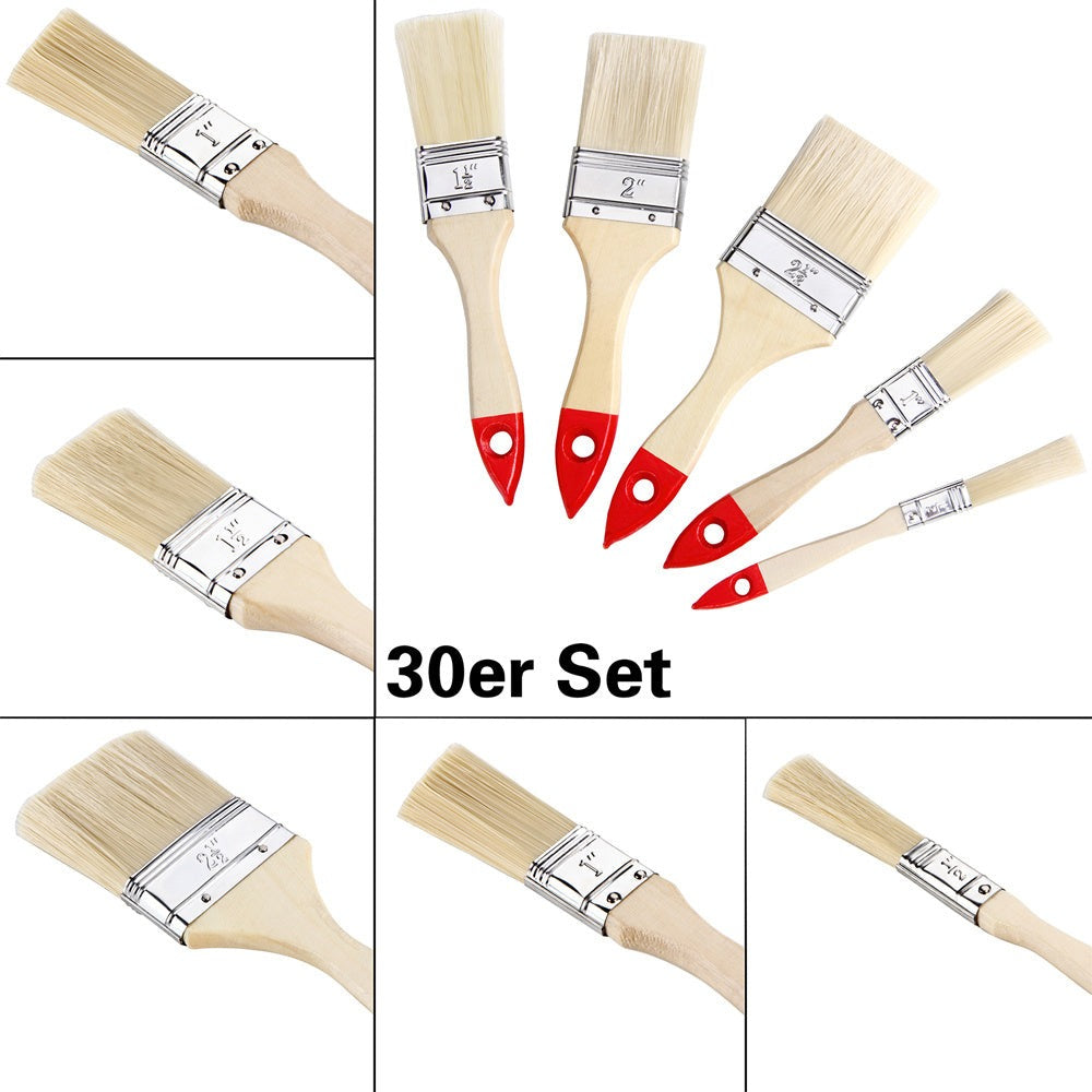MONZANA® Juego de 30 Pinceles, 5 Tamaños Diferentes para Tintes, Lacas y Pinturas – Set de Pinceles para Teñir, Barnizar y Pintar