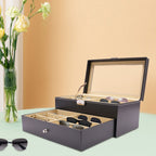 Caja de relojes para el Día de Navidad, organizador de estuche de PU, 6 ranuras, cajón para gafas de sol, almacenamiento y exhibición, joyero de PU de alta calidad con apariencia atractiva, estructura fácil, trabajo fino y construcción robusta