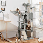 Rascador para gatos Costoffs, de 145 cm de altura, robusto árbol trepador con postes de sisal para rascar, 2 cuevas para gatos y sisal de juego para gatos