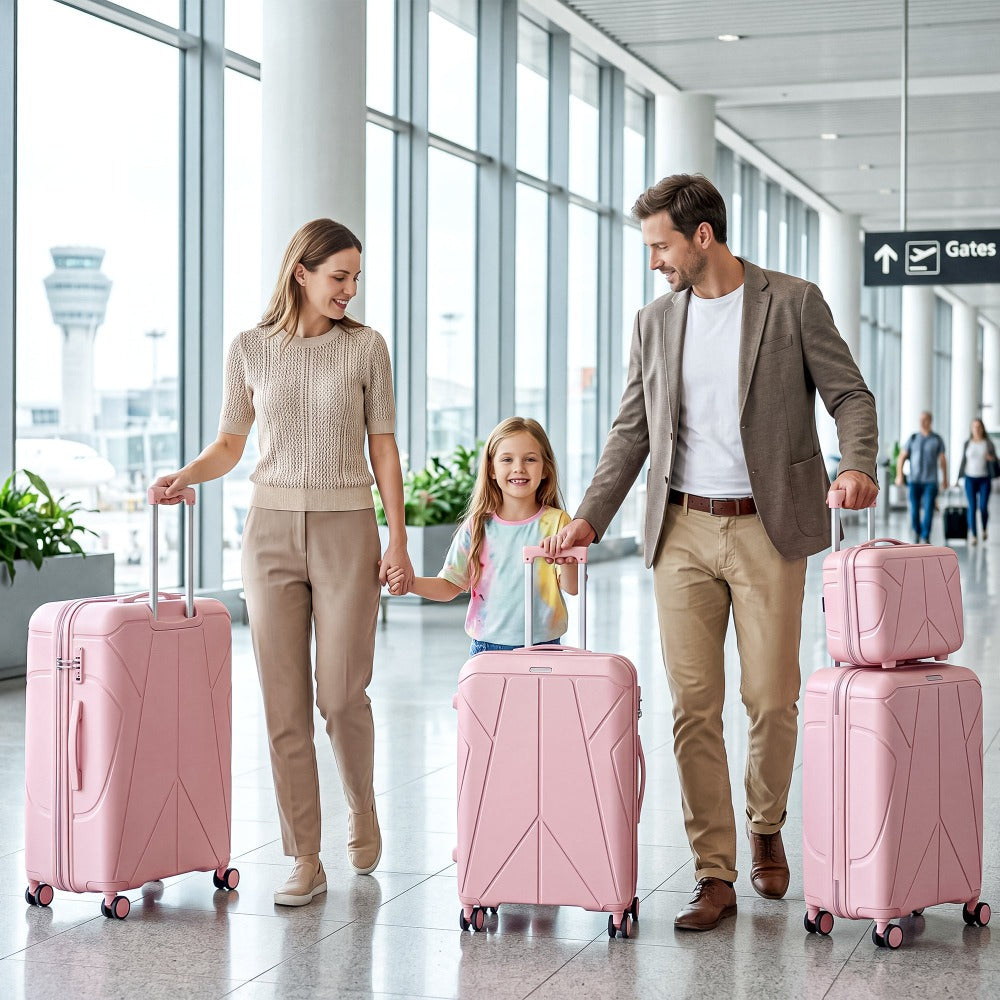 Juego de equipaje rígido de 4 piezas con balanza de equipaje gratuita – Maleta de 20/24/28 pulgadas + Maleta de tocador – Maletas de viaje ligeras de carcasa dura – Ruedas giratorias de 360° – Cerradura TSA – Equipaje de mano y de facturación – ABS – Para