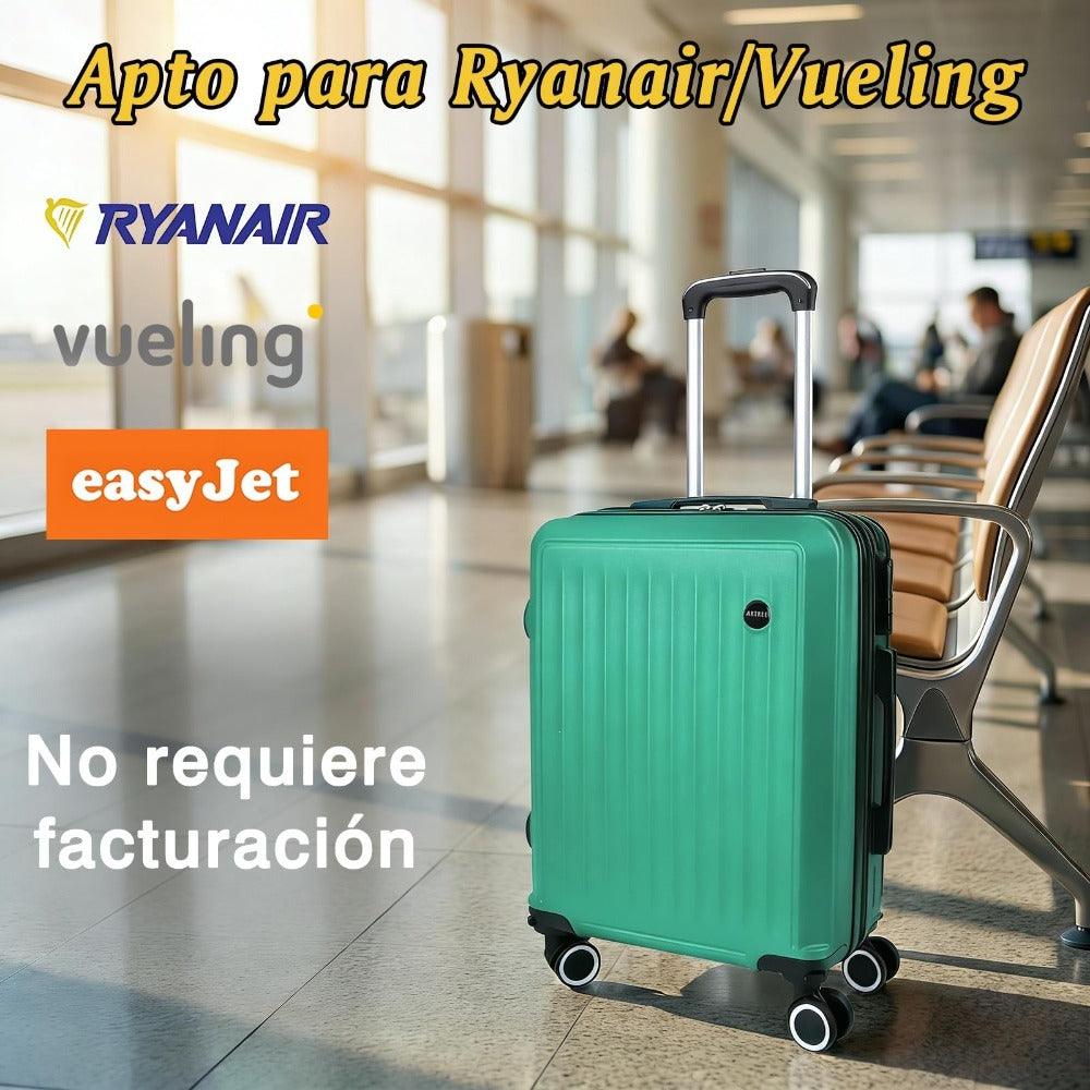 Maleta De Cabina Exclusiva Para Vuelos Europeos, Ideal Para Vacaciones De Verano Y Viajes A La Playa. Dimensiones Precisas De 55×40×20 Cm, Diseño Rígido Resistente Con 4 Ruedas Giratorias 360°, Tirador Telescópico Suave Y Cerradura De Seguridad. Ligera Y