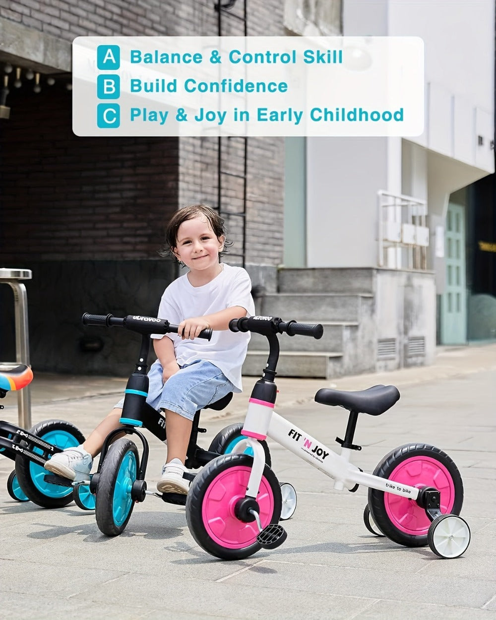 UBRAVOO Fit 'n Joy Bicicletas Infantiles, Bicicleta de Equilibrio 4 en 1 para Niños con Pedales y Estabilizadores, Bicicleta de Triciclo a Bicicleta para Niños y Niñas de 2 a 5 Años