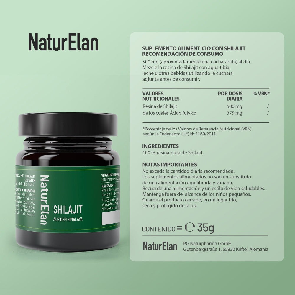 Shilajit Mumijo del Himalaya – Suplemento Alimenticio con Ácido Fúlvico – Vegano, Sin Aditivos Innecesarios, Fabricado en Alemania