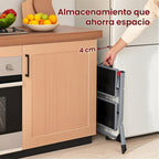 Escalera con goma antideslizante y asa, escalera plegable de 2 escalones, ancho de peldaño 20 cm, carga 150 kg, acero, gris y negro