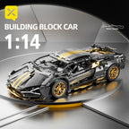 2519 Piezas Modelo de Coche Deportivo Dorado 1:10, Adornos Montados, Regalos Festivos, Cumpleaños