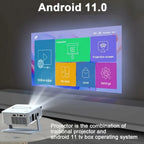 Proyector Portátil Inteligente con Android 11 Integrado, WiFi y Bluetooth 5.0, Control por Voz, 130 Lúmenes, Soporte 4K y 720P Nativo, Compatible para Cine en Casa, Proyector para Cama, Oficina, Proyector Portátil