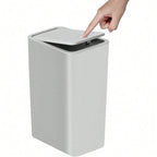 Bote de basura para baño con tapa, 10L / 15L de Capacidad - pequeño cubo de basura con tapa desplegable, Cubo Basura para Oficina, Habitacion, Cocina - Negro/Blanco/Gris